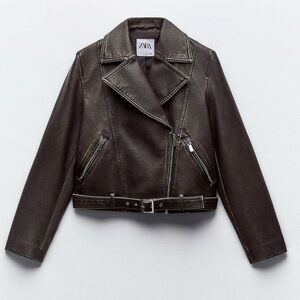 Zara Dark Brown Faux Leather Jacket